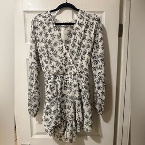 Floral Long Sleeve Wrap Dress